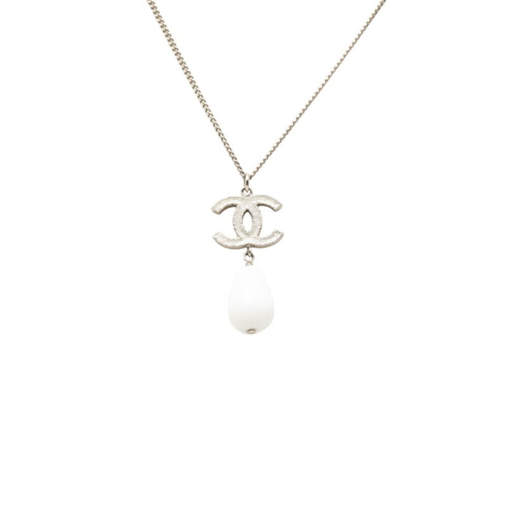 CHANEL White Logo Necklace